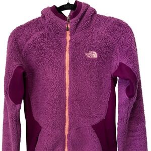The North Face Osito Hybrid Full Zip Fleece Hoodie Purple Magenta Womens Small